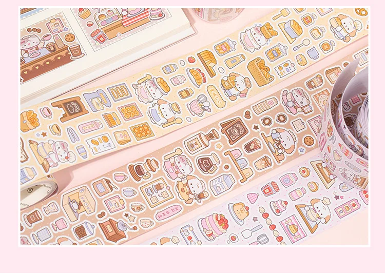 1 Rolle niedliches Cartoon-Washi-Tape mit hübschen Aufdrucken für Journal Kaka Card DIY Crafts – Detail 10
