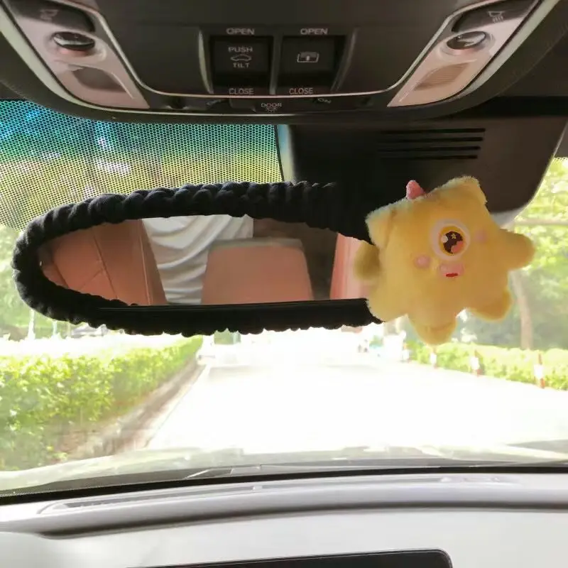 Cartoon Cute Car Rearview Mirror Cover Interior Reversing Mirror Cover Little Monster Electric Car Ornament Car Accessories