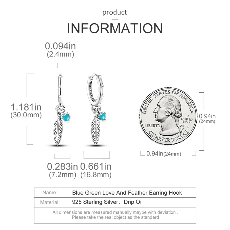 Echte Liebesfeder-Ohrringe aus 925er Sterlingsilber, passend für Original-Charms, Creolen für Damen und Mädchen, Ohrstecker, edler Schmuck, Geschenke – Detail 27