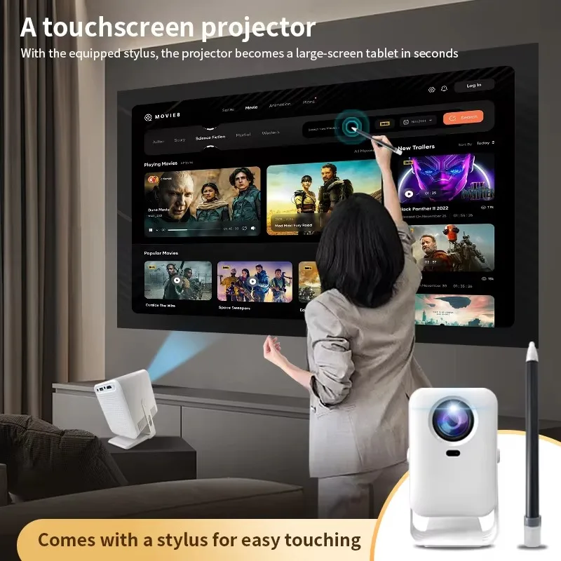 Equipped with a PTZ High-definition Projector Intelligent Projector with Brush Strokes,4k Mini Portable Projector,2025 New Model