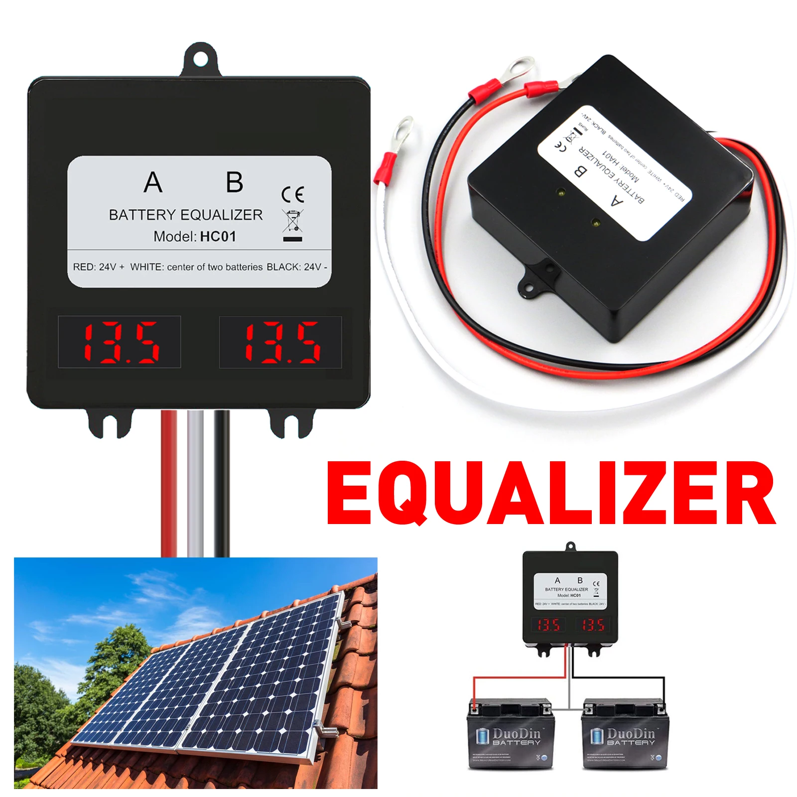 Battery Balancer Equalizer Charger 24/36/48/60V 5A HA01 Hc01 2 x 12V Lead Acid Batteries Monitor Voltage Discharge Regulator