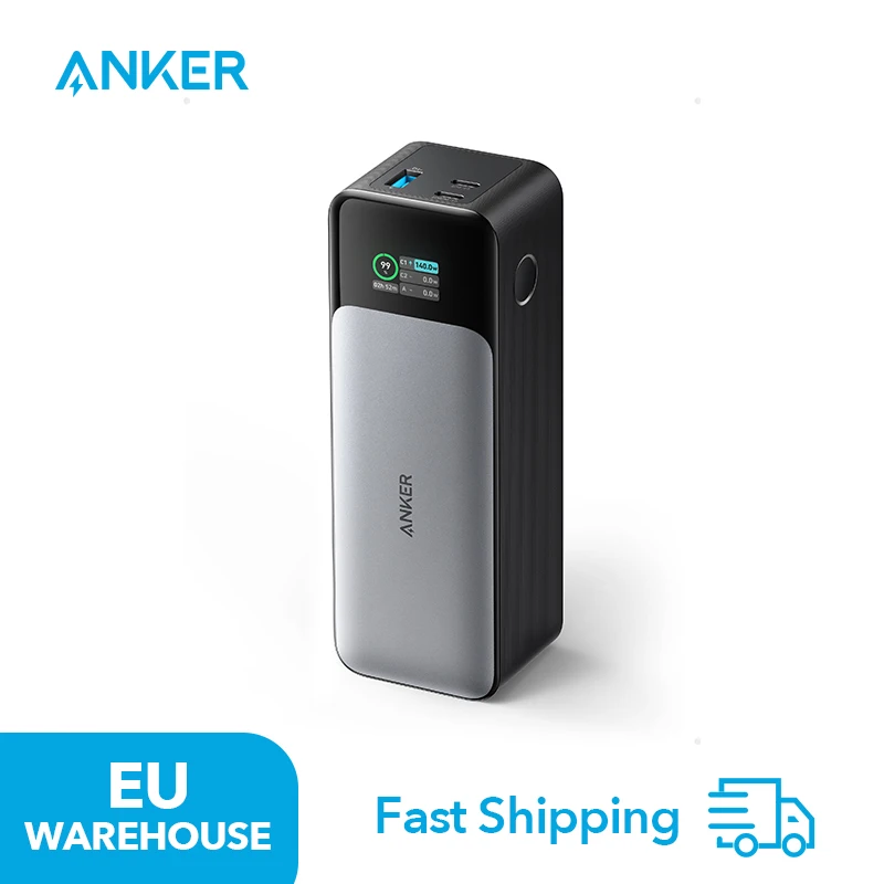 (مخزون الاتحاد الأوروبي) بنك الطاقة Anker 737 (PowerCore 24K)، بطارية خارجية 24000 مللي أمبير في الساعة، طاقة 140 وات، متوافق مع سلسلة iPhone 13، Galaxy