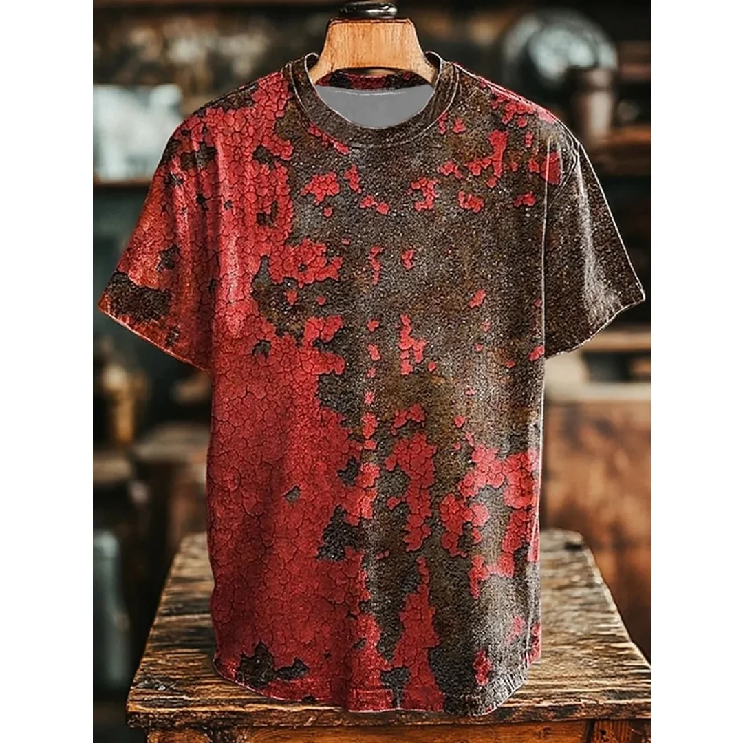 Retro Men's T Shirt Art Abstract Geometric Retro Print Casual Short Sleeve T-Shirts Beach Vacation Fashion Loose Men's Clothing image 5