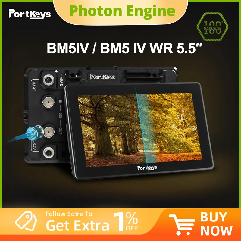 

Portkeys BM5IV / BM5 IV WR 5.5″ 2000Nits 3D LUT Display 1920x1080p 4K60P HDMI-/SDI Touchscreen Monitor with Camera Control