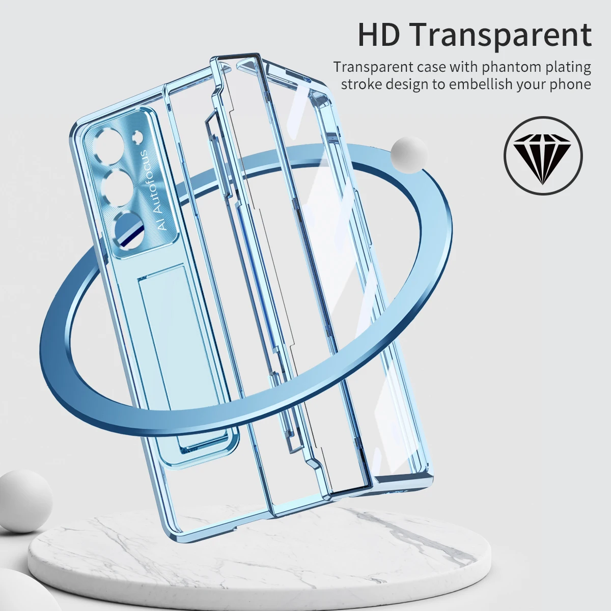 Transparent Hinge Protective Case For Samsung Galaxy Z Fold 6 5 4 Plated Lens Film With Screen Protector Cover For Z Fold6 Fold5