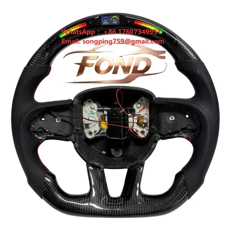 Custom Carbon Fiber LED Sports Steering Wheel for Dodge Challenger (Hellcat, SRT, R/T, SE) and Charger