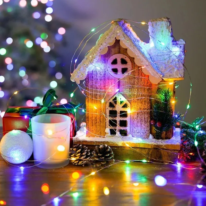 سلاسل إضاءة LED تعمل بالبطارية، أضواء سلسلة خرافية من الأسلاك النحاسية البيضاء الدافئة الملونة لعيد الميلاد وحفلات الزفاف وديكور المنزل