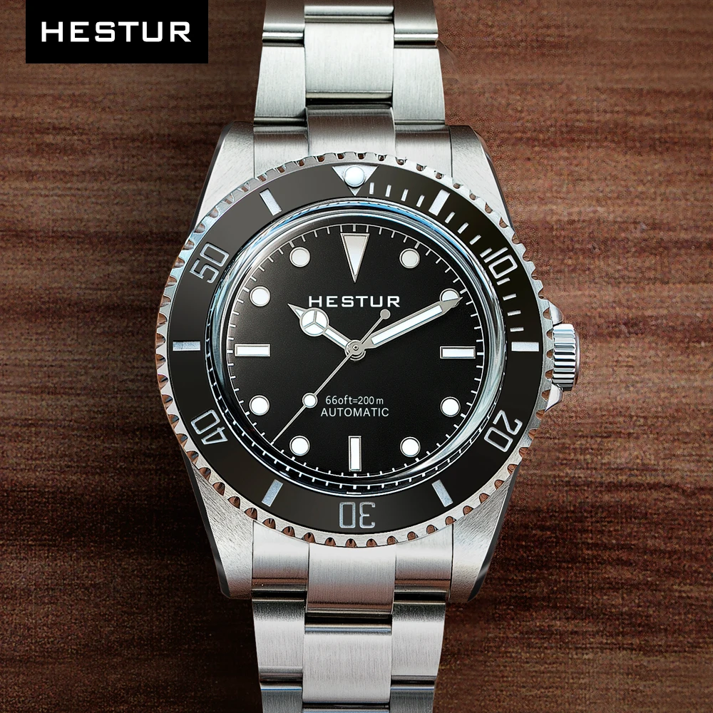 Hestur Luxury Men's Watch Sub 14060 Automatic Mechanical Watches 40mm Black Wrist Water Ghost Vintage Diver Sapphire Crystal