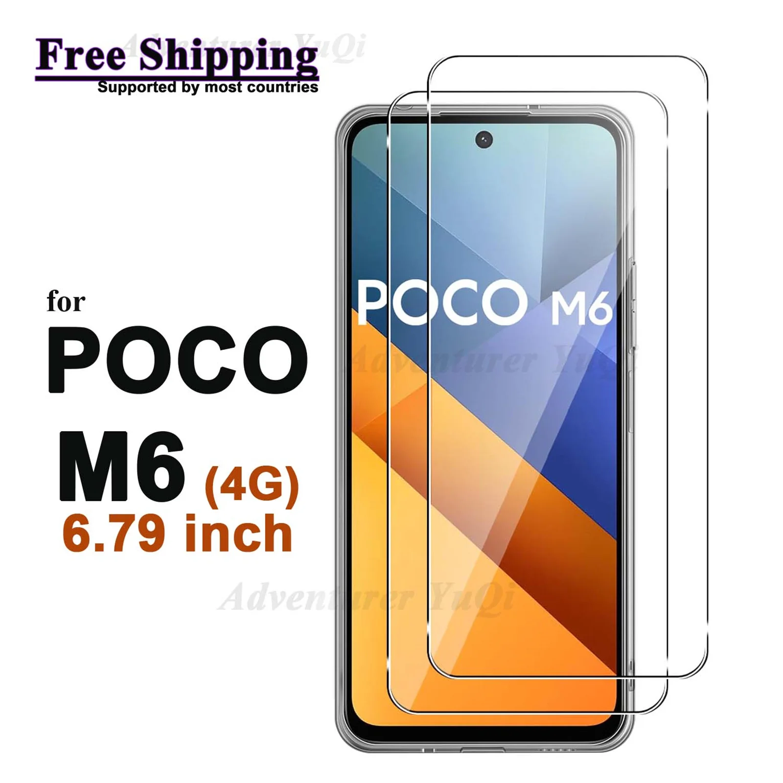 

Screen Protector for POCO M6 4G 6.79 inch Tempered Glass Crystal HDHigh Aluminu 9H Transparent Clear Anti Scratch Case Friendly