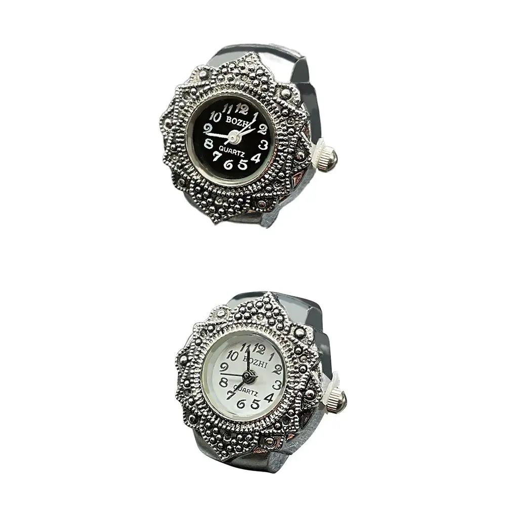 Vintage Mode Geschenk Digitaluhr Ringuhr elastische dehnbare Ringe runde Quarz-Fingerringe