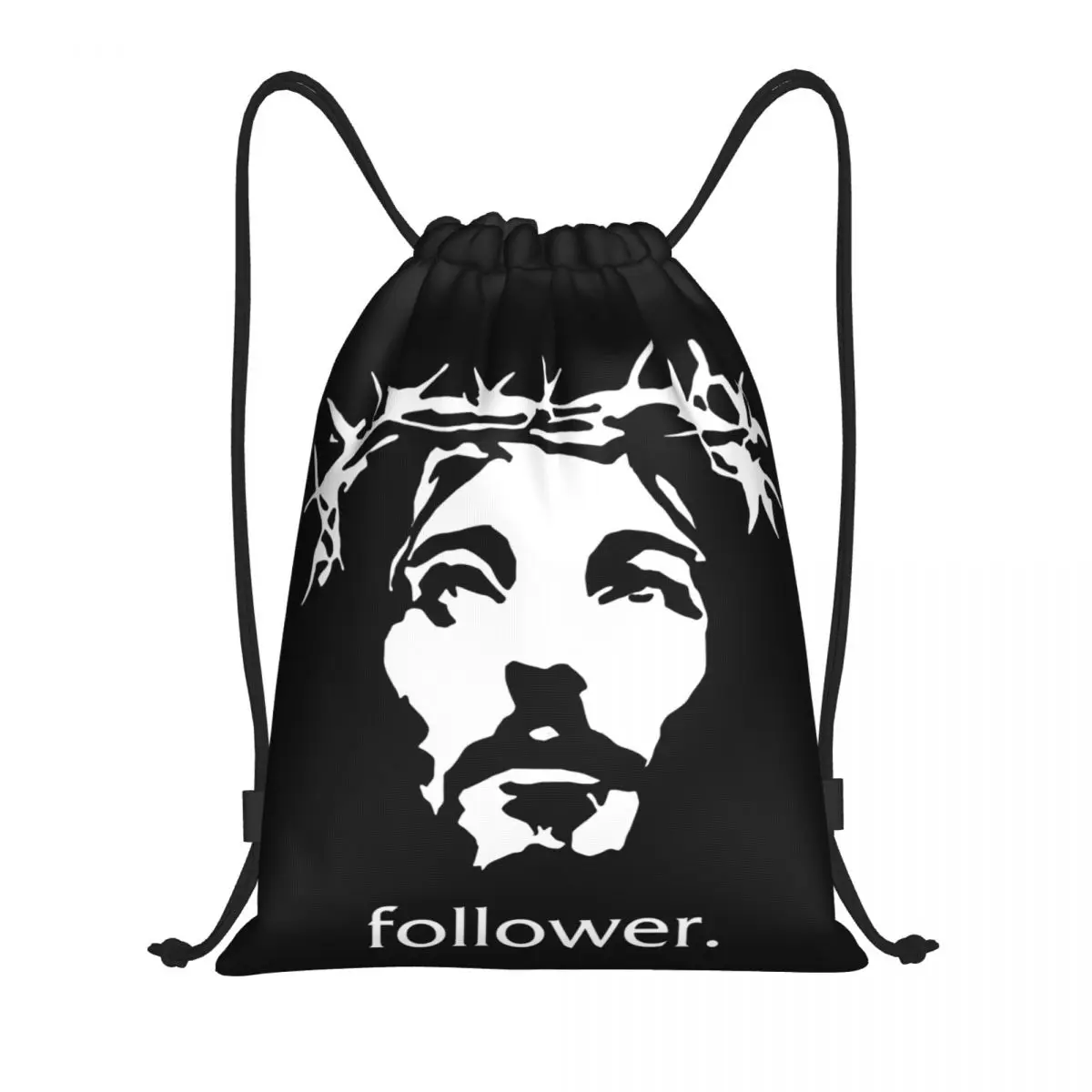 Funny Follower Jesus Cristo Drawstring Mochila Sports Gym Bag para Homens Mulheres Fé Christian Training Sackpack