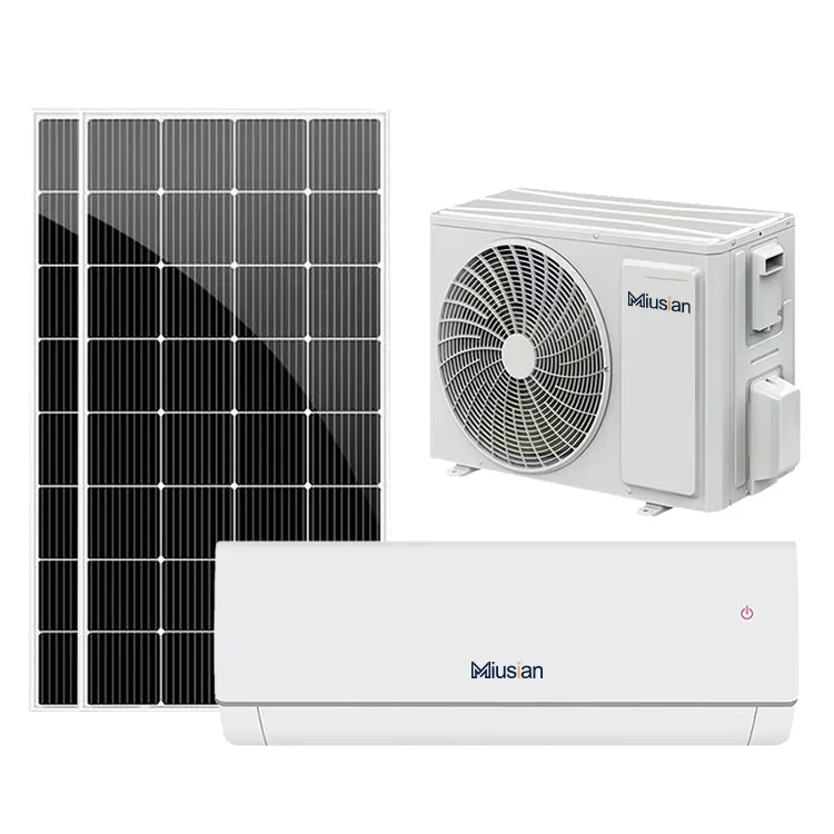 Hybrid Solar Air Conditioner 48V DC Inverter Split Wall Mounted Solar Aircon Complete Set with 24000Btu Off Grid for Home Remote view 2