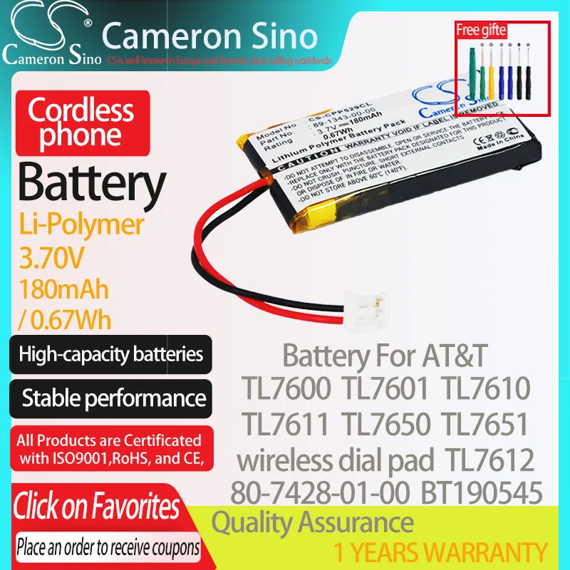Batterie pour AT&T TL7600 TL7601 TL7610, pour clavier sans fil, compatible avec Vxi BlueParrot 80/7927/00-00