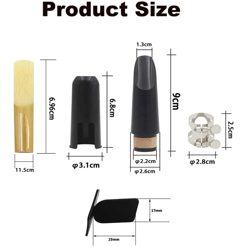 B72A 4X Mouthpiece Kit, Includes Ligature+Clarinet Reed 2.5+Black Clarinet Mouthpiece Plastic Cap