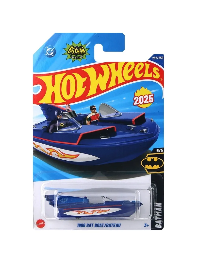 Hot Wheels – voiture originale Batman 1966, bateau chauve-souris, jouets moulés sous pression pour garçons, véhicules, modèles en alliage, cadeau d'anniversaire C4982/2025M, 1/64