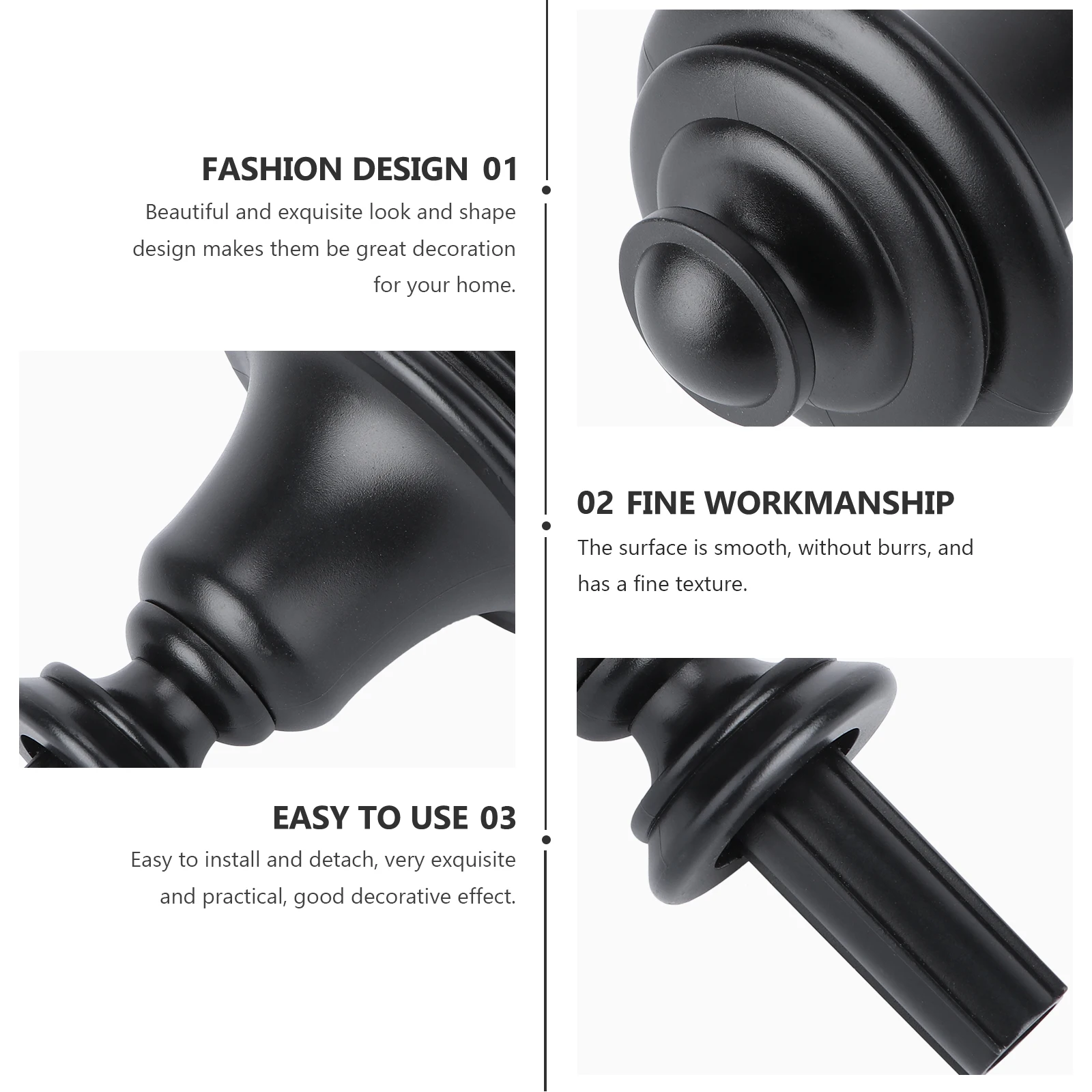 

Roman Pole Decorative Head Accessories Curtains Rods ABS Material Easy Install Home Decoration Curtain Rod End Decors