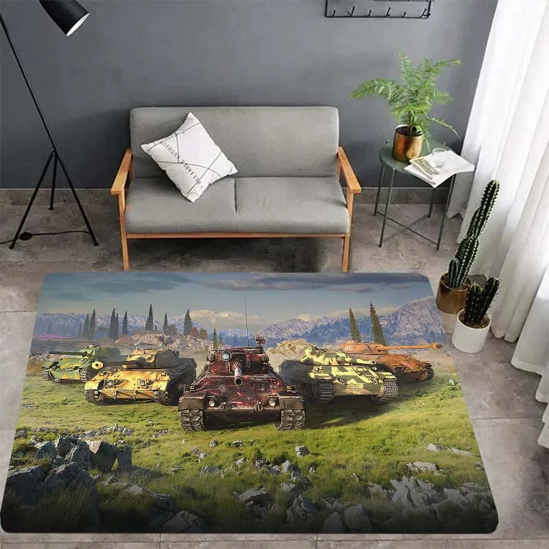 

3D game tank world carpet, living room bedroom housewares children room play mat, Bathroom Kitchen Carpet Christmas present