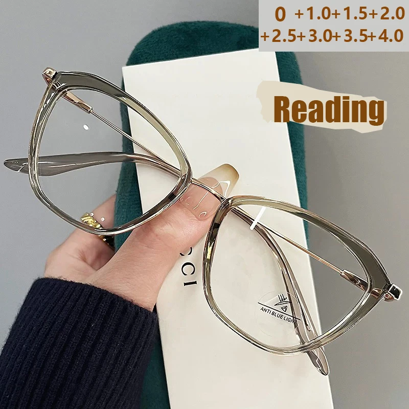 الرجعية القط العين نظارات للنساء المهنية مرآة ضوء مسطح عالية الجودة المضادة للضوء الأزرق نظارات القراءة الموضة 9206 #1