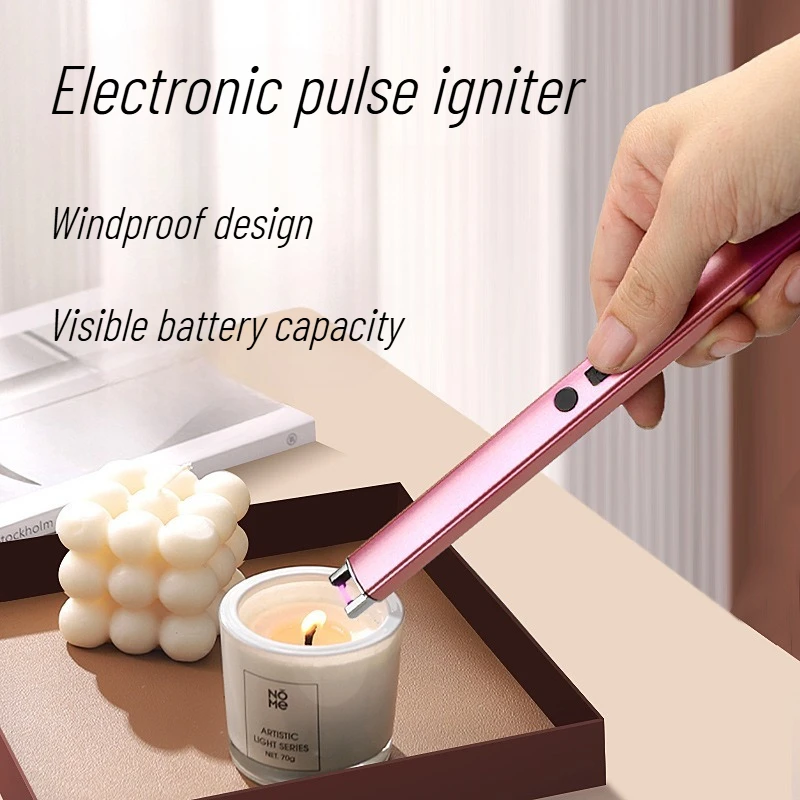 Aromatherapy Candles Gas Stove Windproof Igniter Visual Battery Level Creative Charging USB Lighter Cigarette Accessories
