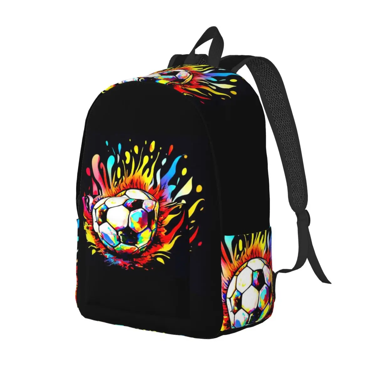 Watercolor Football Soccer Ball Painting Student Backpack School Bag Hiking Travel Daypack for Men Women Bookbag Shoulder Bags