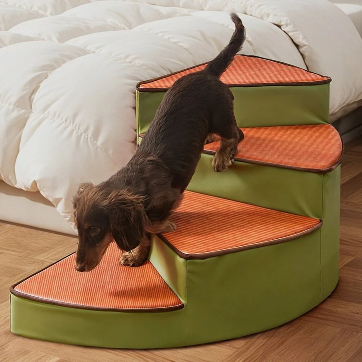 Pet Rotating Ladder for Dogs Getting into Bed Stairs, Removable and Washable, Small Sponge Step Cat Compatible Stairs