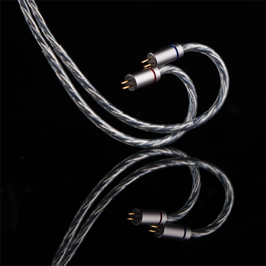 NICEHCK BlueLuna Verzilverde OFC Platte 2Pin HiFi Oortelefoon Upgrade IEM Kabel met 3-in-1 Afneembare Stekkers voor HIMALAYA F1 Pro