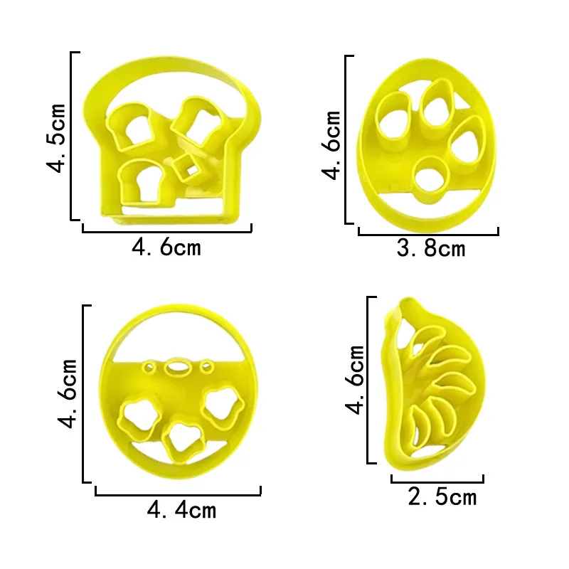 4PCS Casual Breakfast Series Biscuit Mould, Press Flower, Banana Bread Shape XGS030