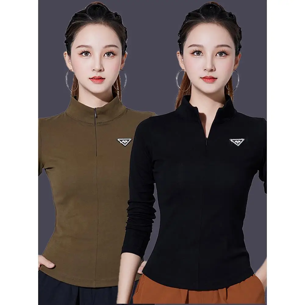 slim-fit-long-sleeve-dance-top-for-women-square-dance-clothing-autumn-winter-new-style-zipper-stand-collar-base-shirt