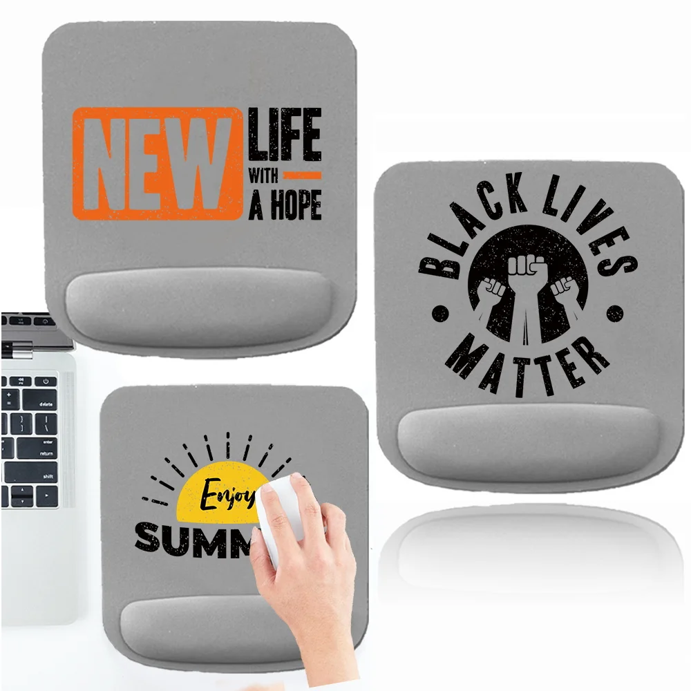Mouse Mat Anti-Slip Support Wristband Mat Pad Simplicity for Learning and Office Square Mouse Pad for Word Pattern Series