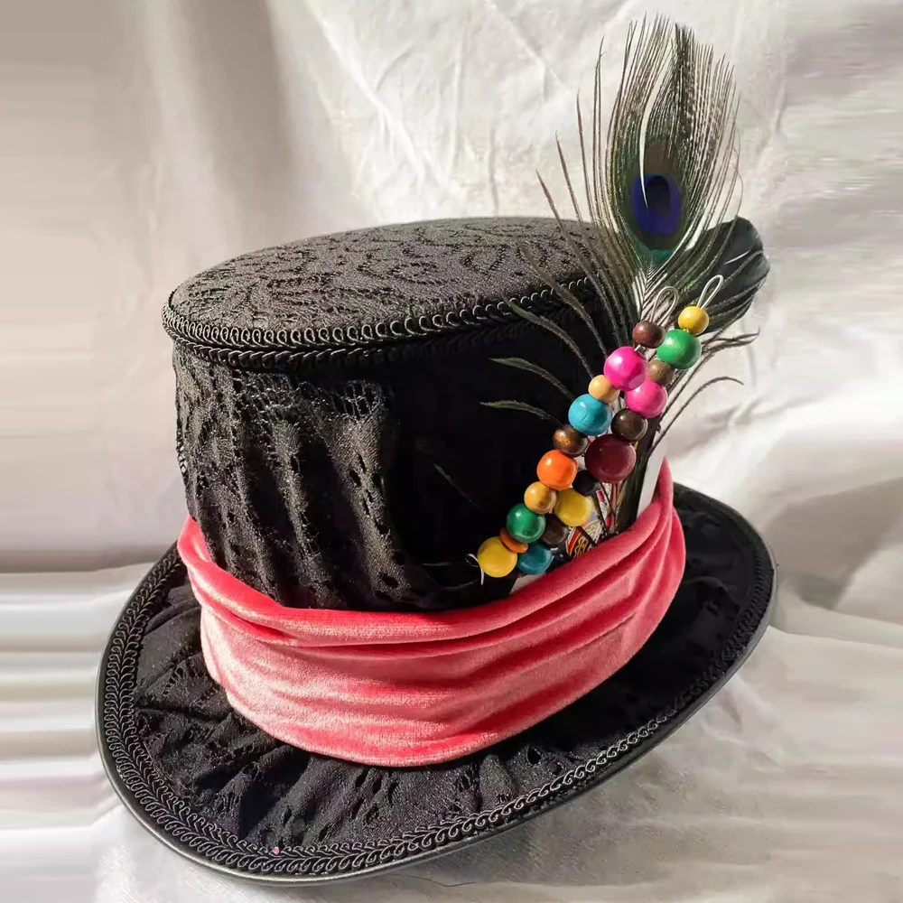 

Pirate Circus the Mad Hatter Stage Magic Top Hat Lace Curling Edge Halloween Cosplay Clothing Props Accessories Headwear