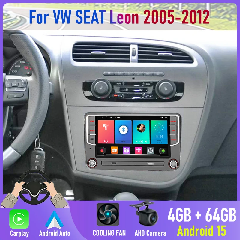 

2DIN Android 15 Car Radio for VW SEAT Leon 2005-2012 7'' GPS Navi Apple Carplay Wireless BT Stereo Camera Head Unit with C
