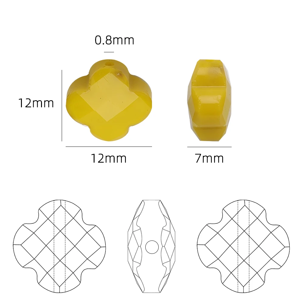 20Pcs Faceted Crystal Glass Cross Clover Beads Handmade 12mm Mixed Loose Flat Pendants for DIY Making Handmade Phone Chains