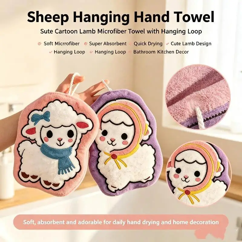 Microfiber Hand Towels Cute Floral Design Lightweight Soft Absorbent with Hanging Loop for Travel Use