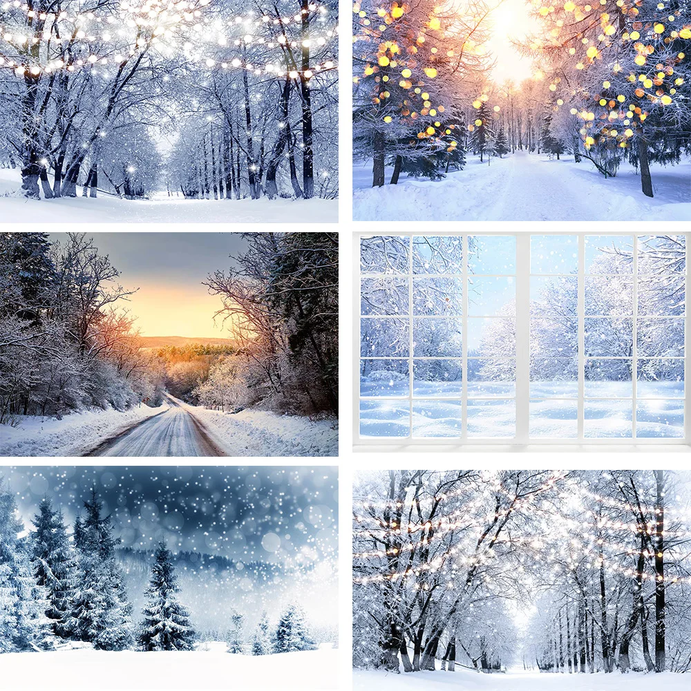 

Mehofond Winter Photography Backdrop Outdoor Scenery Snow Background Forest Personal Portrait Photography Photo Studio Photozone