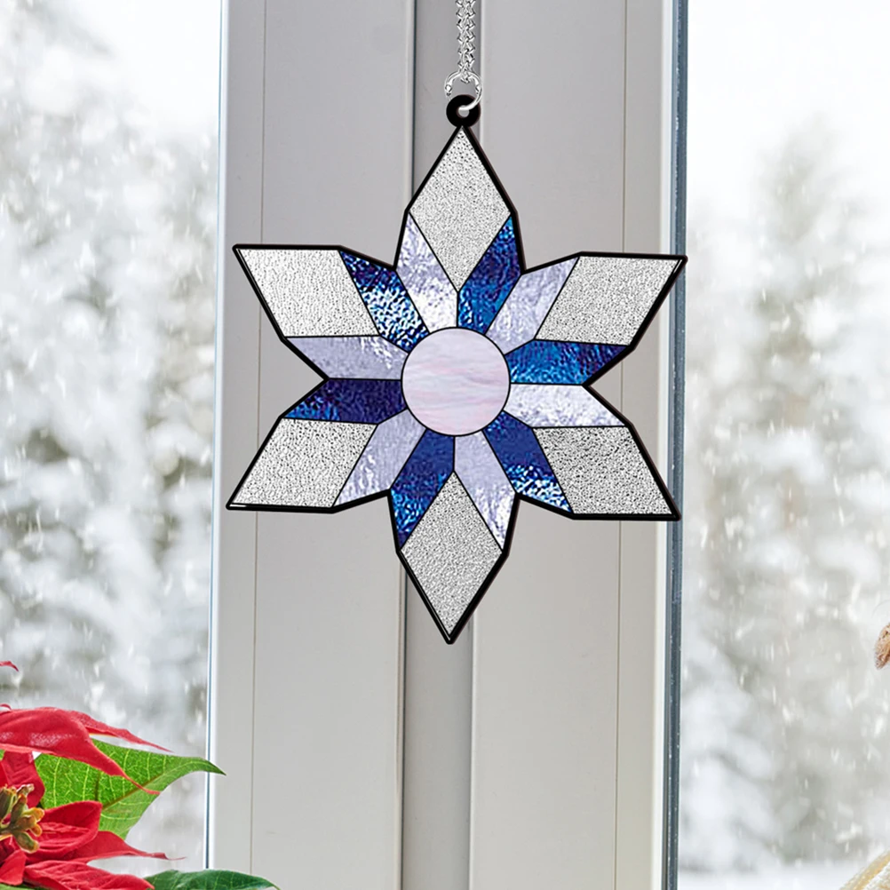 

Christmas Tree Hanging Ornaments Snowflake Acrylic Decorations Double Sided Xmas Pendant For Window Wall Bedroom