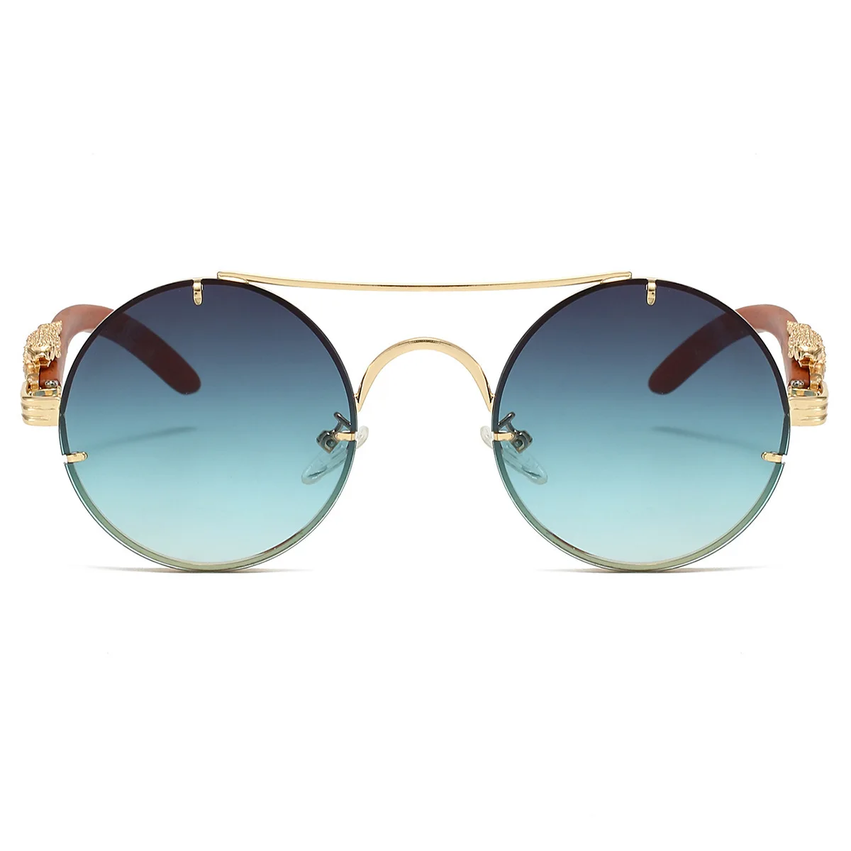 Neue Vintage Runde Sonnenbrille Für Männer Frauen Doppel Balken Leopard Kopf Modische Trendy Hohe Qualität UV Beständig Fahren Glasse – Detail 12