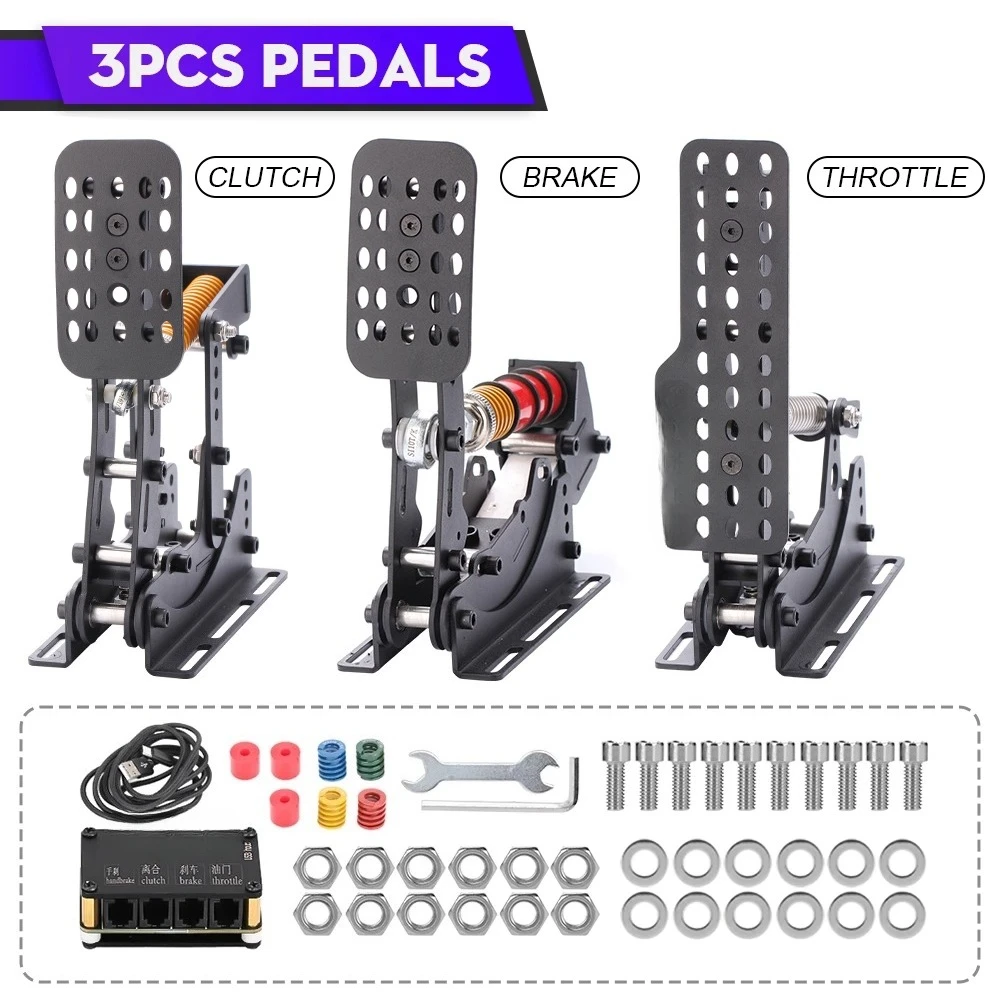 Mini Racing Game Pedal Set Pressure Weighing Sensing Hydraulic Lever Throttle Brake Pedals for Improved Gaming Experience