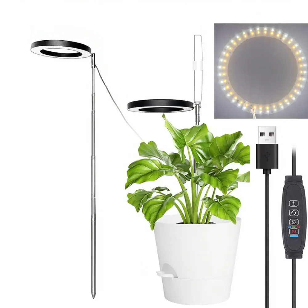 Angel Ring Plant Light LED Indoor Greenhouse Hydroponic Growing Lamp Full Spectrum Height Adjustable Desk Succulent Light