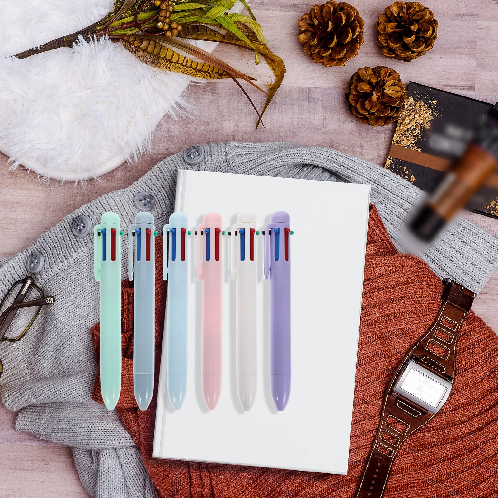 

6Pcs Macaron Ballpoint Pens Creative Stylish Elegant Smooth Writing Ergonomic Comfortable Handle Student Study Office Daily Use