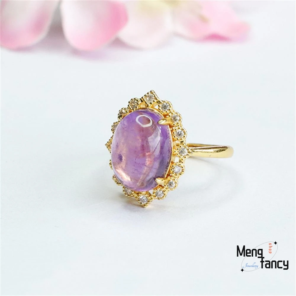 Natural Amethyst Ring Purple Gemstone High-grade Exquisite Luxury Fashion Jewelry Sexy Young Girls Best Selling Holiday Gifts