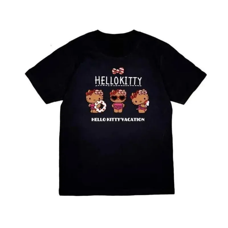 

Sanrio Series Cute Hello Kitty Mom Daughter Family T-shirt Casual Cotton Top