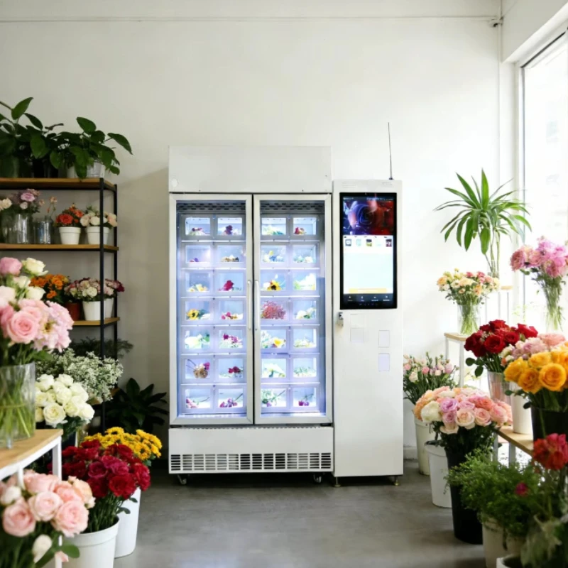 22 Touchscreen Cloud Based SDK Rotating Display Flower Vending Machine Bouquet Vending Machine Floral Bouquet Refrigerator