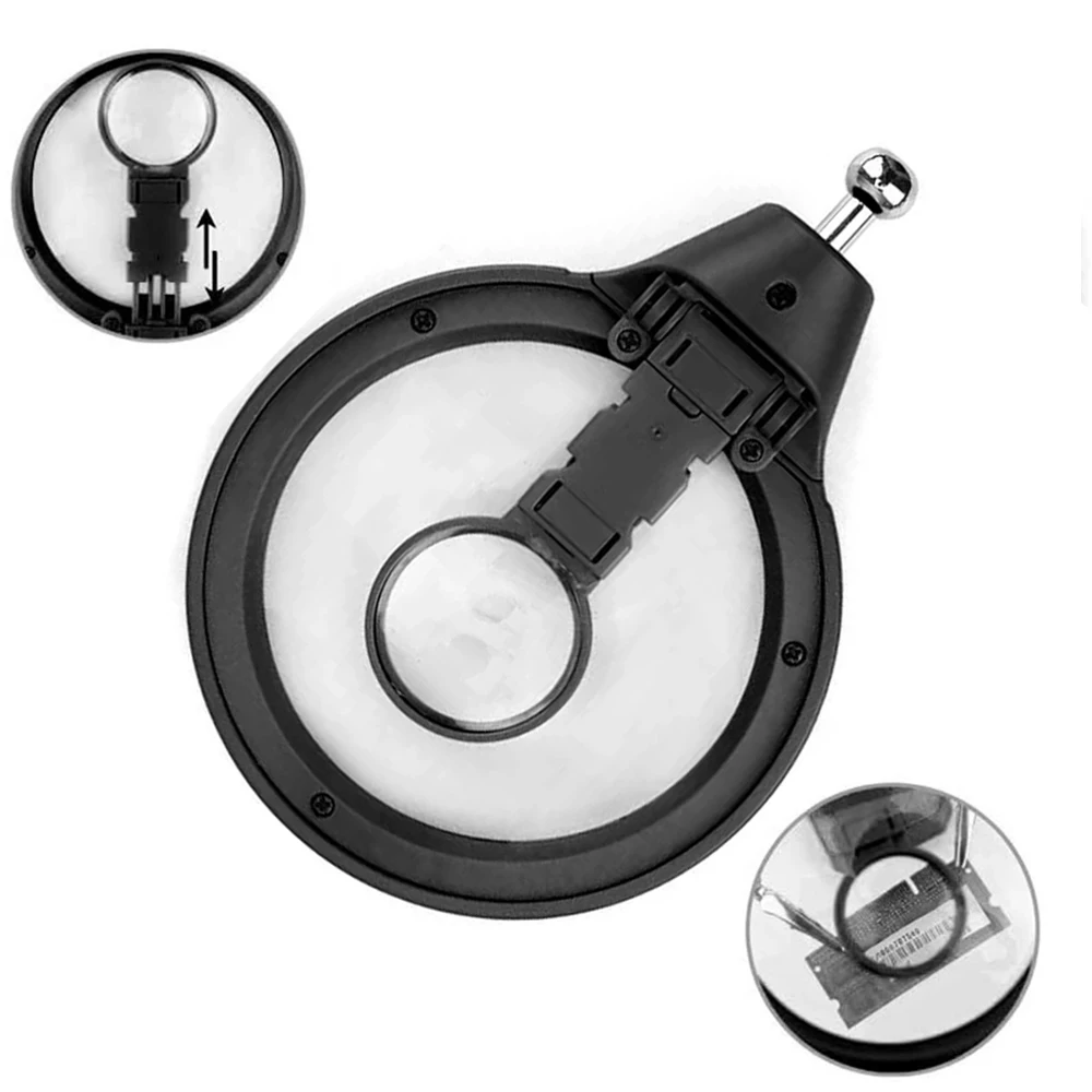 KATWAY 3In1 Welding Magnifying Glass LED Light Auxiliary Clip  Loupe Magnifier Hand Soldering Iron Stand Holder Station HH-AA82