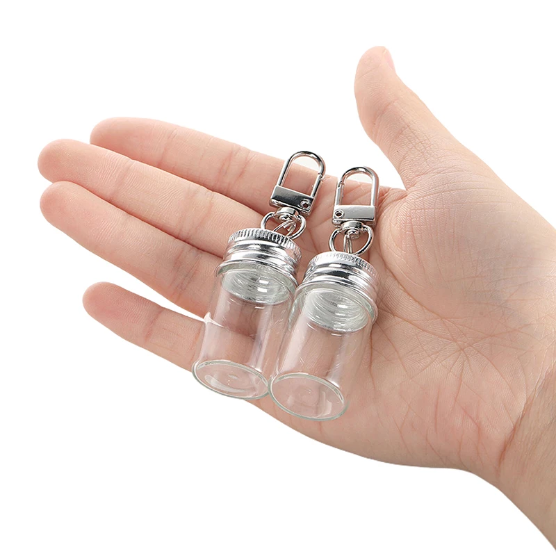 7/10ml Aufbewahrungsflasche mit Liebes-Schlüsselanhänger, transparente Glasflaschen, Aluminiumverschluss, leere Gläser, Flüssigkeitsbehälter, Spender, Deko – Detail 15