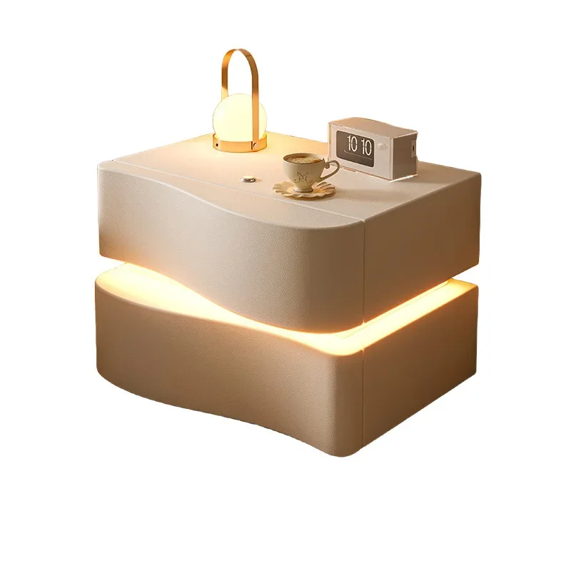 

s# A White Smart Light Emitting Diode Bedside Table Wireless Charging Station Bedside Table