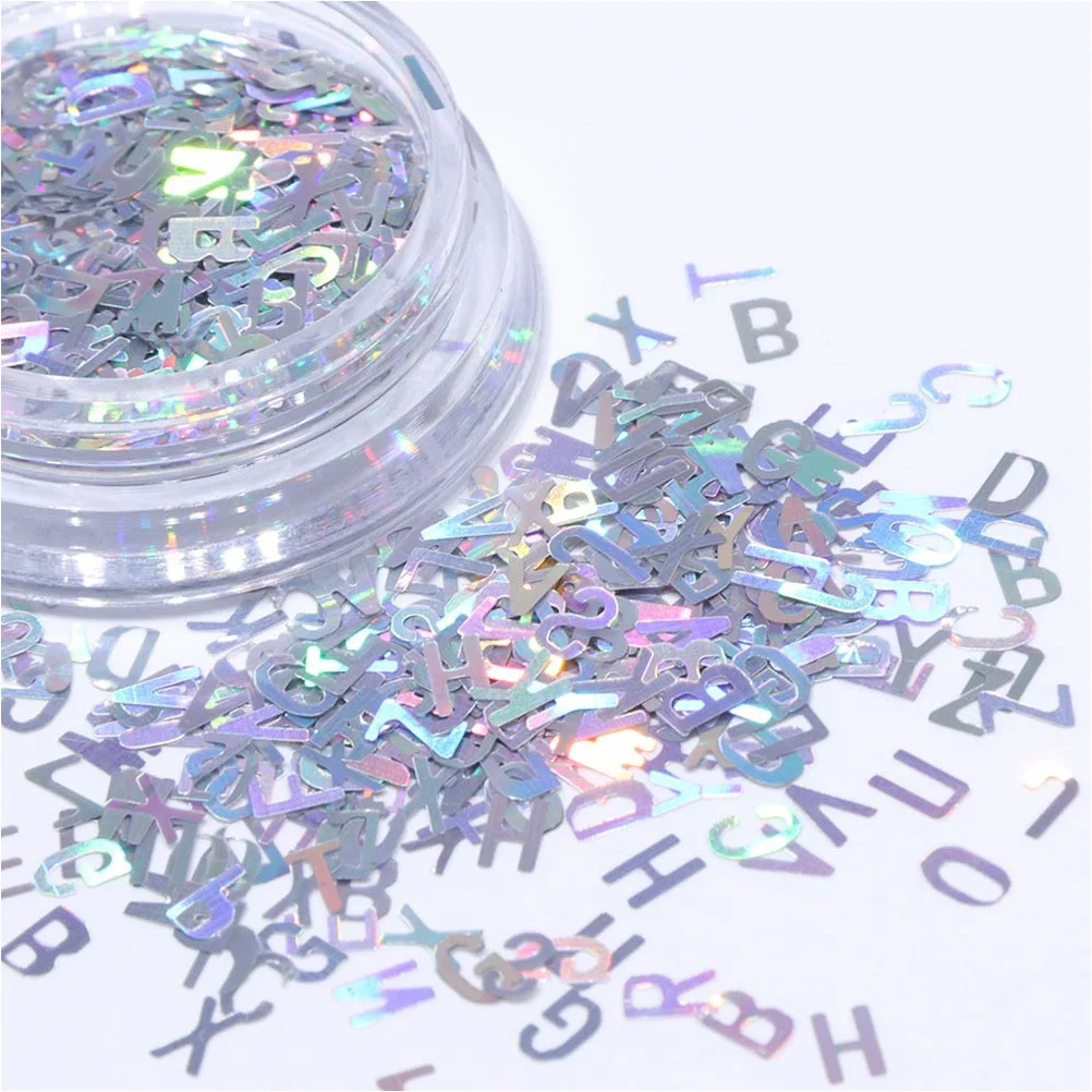 Zestaw naklejek na paznokcie z motywem liter, zestaw do samodzielnego zdobienia paznokci, modne i unikalne cekiny na paznokcie dla kobiet, na imprezy i święta.