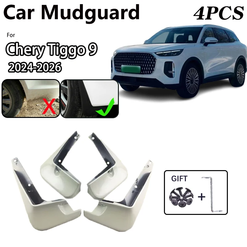 

For Chery Tiggo 9 2024 Fulwin T9 8 L 2024 2025 2026 Car Mudguards Baking Paint MudFlaps Fender Protect Mud Guards Splash Flaps