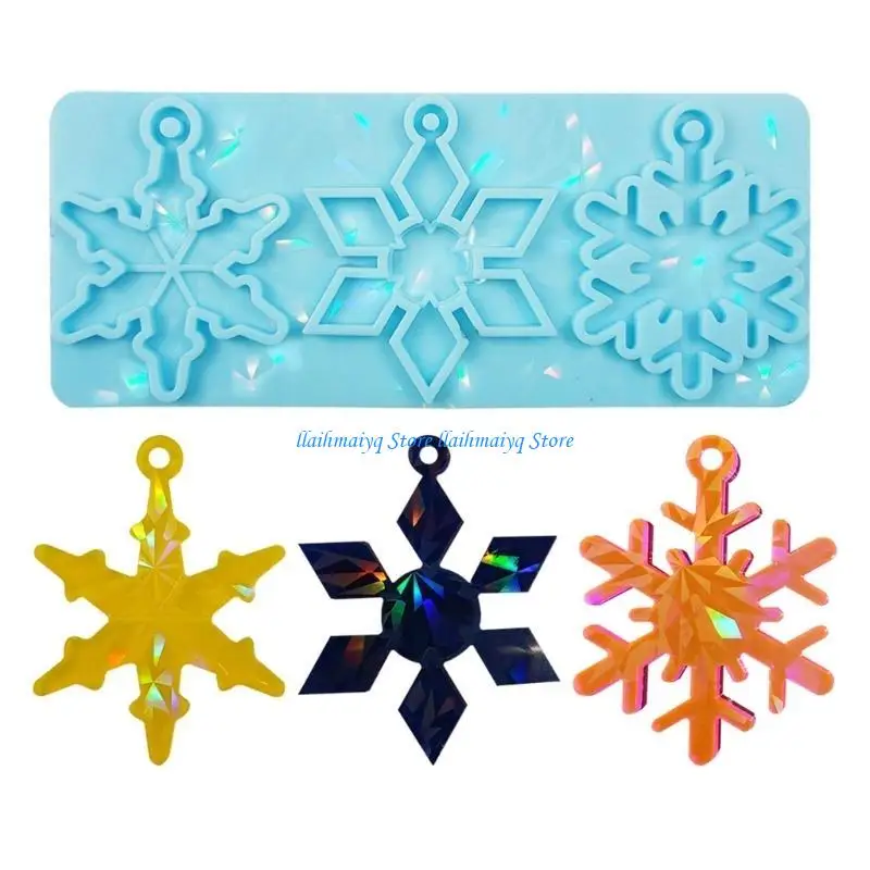 

573B Resin Christmas Ornament Molds,Snowflake Epoxy Resin Casting Mold for DIY Necklace Earrings Pendant,Keychain Resin Mold