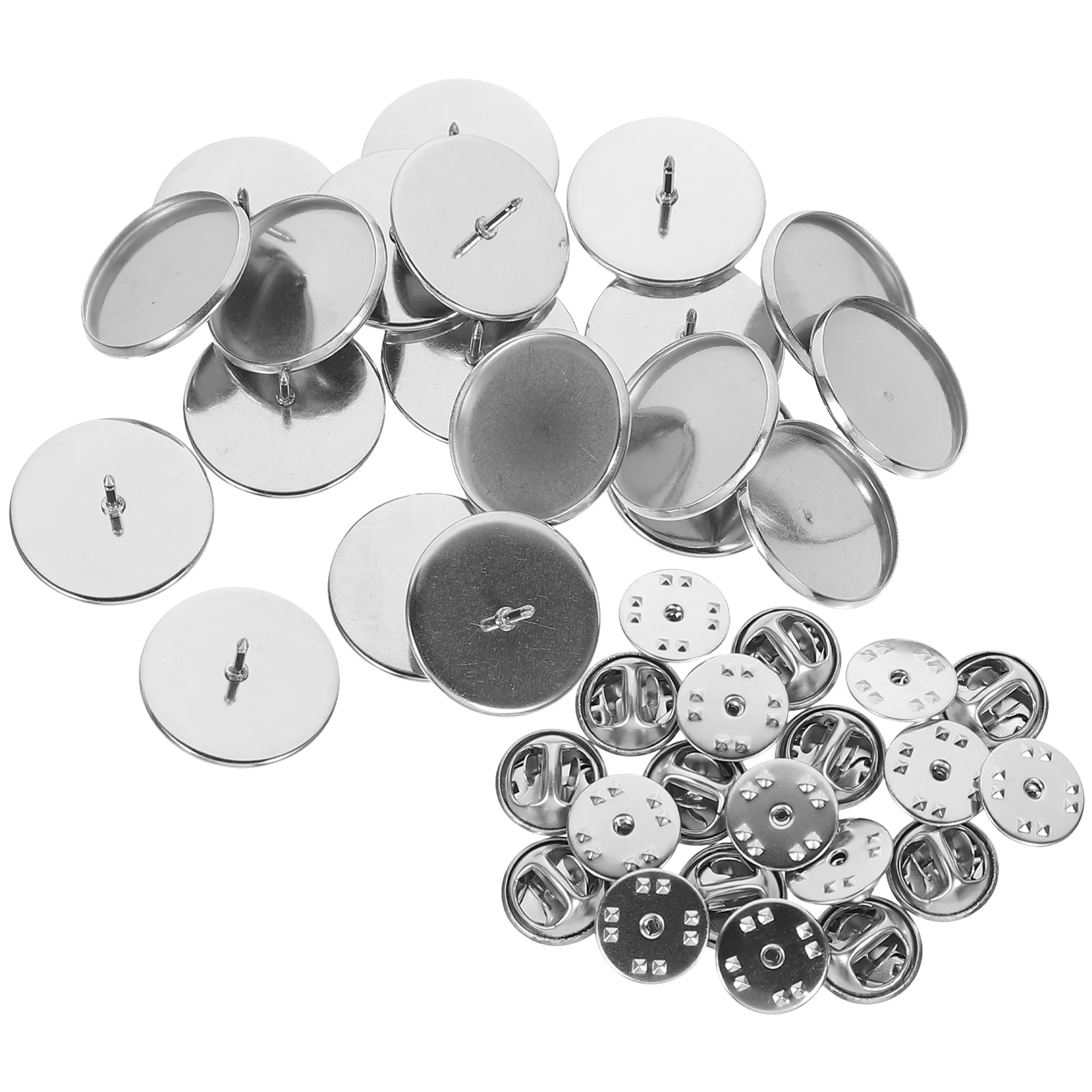 20 Sets Empty Bottom Support Brooch Buckle Safety Breastpin Base Jewelry Tray Backs DIY Bases Stainless Steel Corsage Bezel