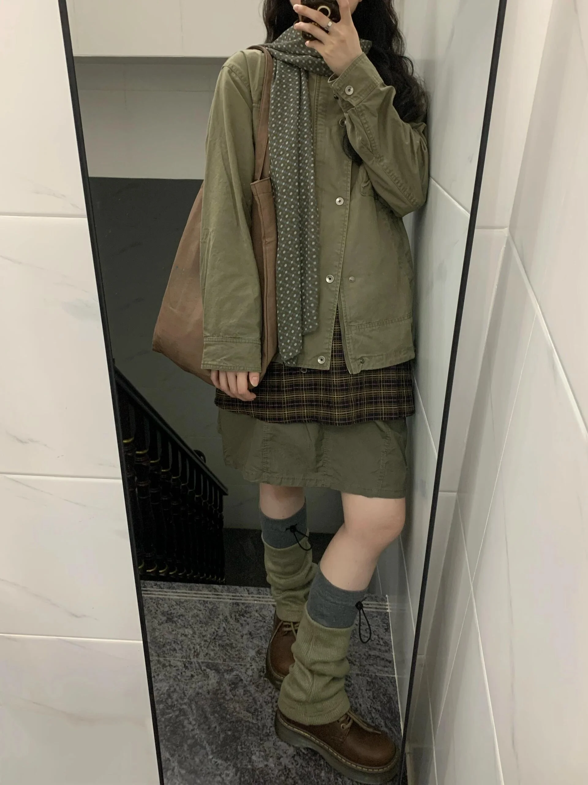 High Waist A-Line  Skirt Women's Casual High Quality Loose Military Green Color Spring Autumn New Style All-Match Skirt